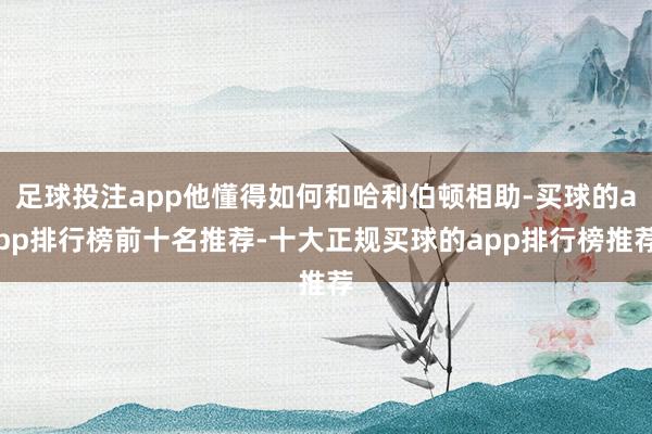 足球投注app他懂得如何和哈利伯顿相助-买球的app排行榜前十名推荐-十大正规买球的app排行榜推荐