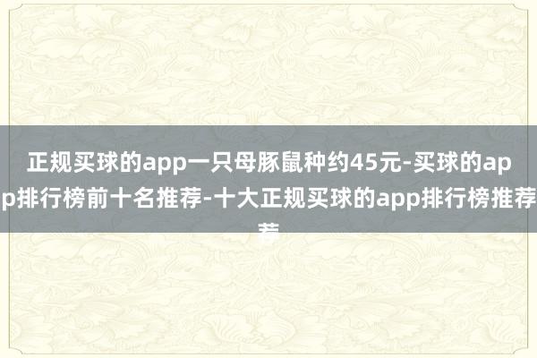 正规买球的app一只母豚鼠种约45元-买球的app排行榜前十名推荐-十大正规买球的app排行榜推荐