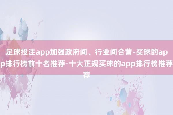 足球投注app加强政府间、行业间合营-买球的app排行榜前十名推荐-十大正规买球的app排行榜推荐